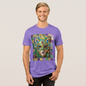 T-shirt En Tri-matière Mardi Gras Gold Ceramic Peacock Feature Masque (Recto plein)