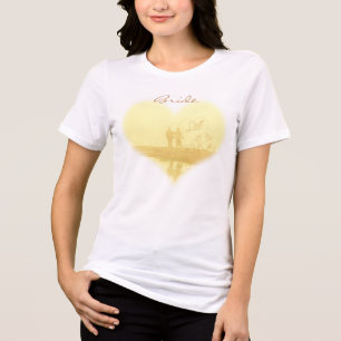 T-shirt En Tri-matière Mariage de la plage de Coeur Jaune