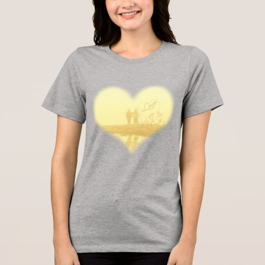 T-shirt En Tri-matière Mariage de la plage de Coeur Jaune (Recto)