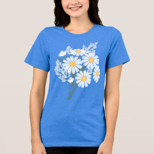 T-shirt En Tri-matière Mariage Élégant Fleurs Blanches Marguerites