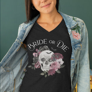 T-shirt En Tri-matière Marie ou Meurt Floral Crâne Chic Gothique Enterrem