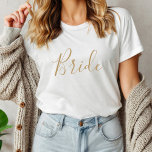 T-shirt En Tri-matière Mariée minimaliste simple Gold Bachelorette<br><div class="desc">Cette chemise minimaliste simple or de la fête de mariée tricblend est parfaite pour un wedding shower simple. Le design romantique moderne présente une typographie classique d'or et de blanc associée à une calligraphie rustique mais élégante avec un style vintage lettré à la main. Personnalisable dans n'importe quelle couleur. Gardez...</div>