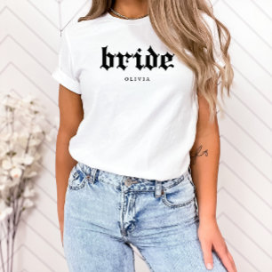 T-shirt En Tri-matière Mariée noire et blanche   Texte gothique cool