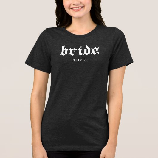 T-shirt En Tri-matière Mariée | Texte gothique cool (Recto)
