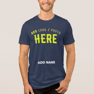 T-SHIRT EN TRI-MATIÈRE MARQUE BLEUE SOLIDE MARQUE MODERNE ET PERSONNALISA