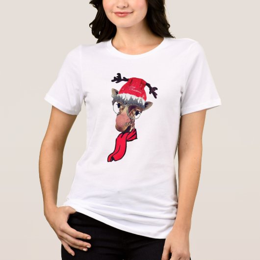 T-shirt En Tri-matière marrant girafe design de t-shirt de Noël (Recto)