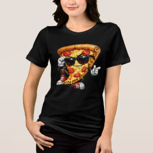 T-shirt En Tri-matière Mascotte de tranche de pizza cool avec lunettes de