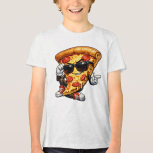 T-shirt En Tri-matière Mascotte de tranche de pizza cool avec lunettes de