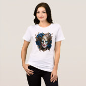 T-shirt En Tri-matière Masque de masquerade bleu or rose fleurs venise (Recto plein)