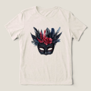 T-shirt En Tri-matière Masque floral rouge burgundy noir chic