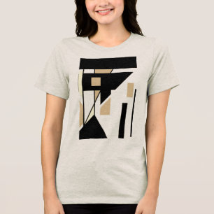 T-shirt En Tri-matière MCM Tan Noir Beige Look Formes géométriques Abstra