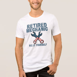 T-shirt En Tri-matière Mécanicien retraité, Clé drapeau américain