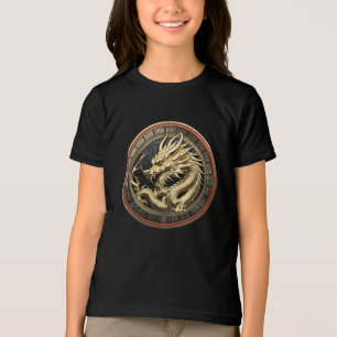 T-shirt En Tri-matière Médaillon de dragon oriental sacré d'or
