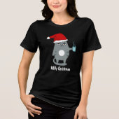 T-shirt En Tri-matière MEHy Noël mignonne Père Noël Chat Noël (Recto)