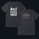T-shirt En Tri-matière Meilleur entraîneur jamais une équipe de sport mod<br><div class="desc">Célébrez le meilleur entraîneur de tous les temps ! Ce design élégant et branché comprend des lettres modernes "meilleur entraîneur jamais" sur le devant et des détails personnalisés sur le dos, y compris le nom de l'entraîneur et toutes les statistiques de victoire pour votre équipe. Parfait pour chaque sport, chaque...</div>