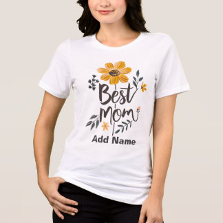 T-shirt En Tri-matière Meilleure Maman Ever Floral Jaune - Cadeaux Person