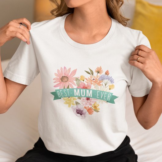 T-shirt En Tri-matière Meilleure maman jamais | Blooming Fleur sauvage He