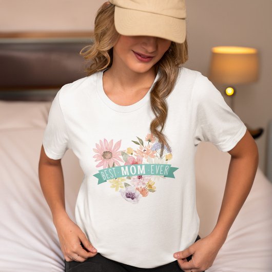 T-shirt En Tri-matière Meilleure maman jamais | Blooming Fleur sauvage He
