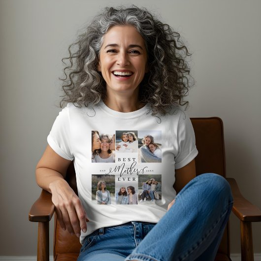 T-shirt En Tri-matière Meilleure mère jamais élégant Script photo Collage