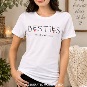 T-shirt En Tri-matière Meilleures Amies Copine Cœur Typographie Blanc