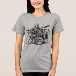 T-shirt En Tri-matière Mémé déchire | Mémé batteuse drôle Vintage Rock