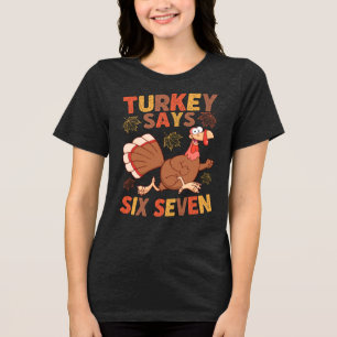 T-shirt En Tri-matière Mème drôle de Thanksgiving « Dinde dit Six Sept »