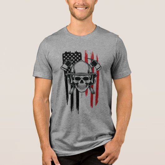 T-shirt En Tri-matière Mens Skull Firefighter (Recto)