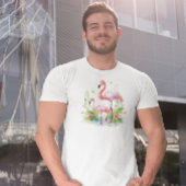 T-shirt En Tri-matière Mère et bébé Flamant rose rose aquarelles