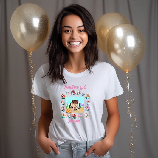 T-shirt En Tri-matière Mermaids Thème Enfants Photo Anniversaire Fête mam