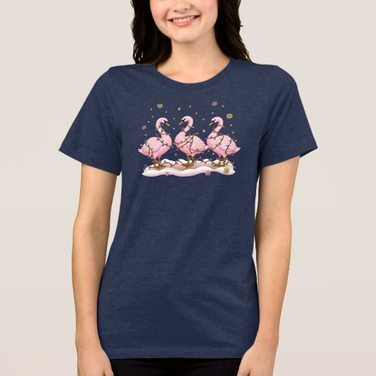 T-shirt En Tri-matière Merry Goose Escapade Pink Christmas Lights Gift (Recto)