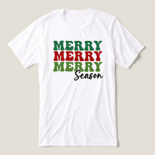 T-shirt En Tri-matière Merry Merry Merry Saison - Retro Holiday Art