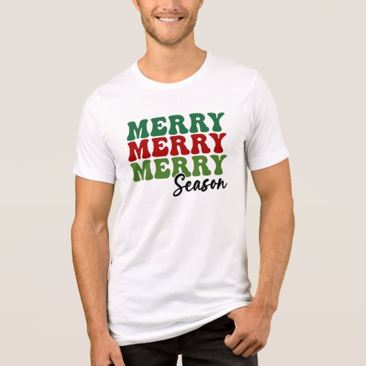 T-shirt En Tri-matière Merry Merry Merry Saison - Retro Holiday Art (Recto)
