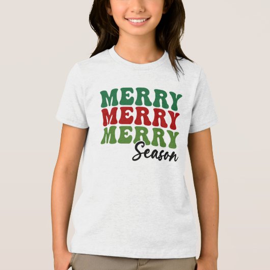 T-shirt En Tri-matière Merry Merry Merry Saison - Retro Holiday Art (Recto)