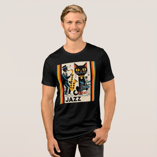 T-shirt En Tri-matière Mi siècle Jazz Age HepCat Chat Noir (Recto plein)