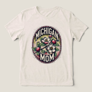 T-shirt En Tri-matière Michigan Mom Cherry Blossom Tree State Flower