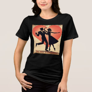 T-shirt En Tri-matière Mid Century moderne Valentine Dancing Couple