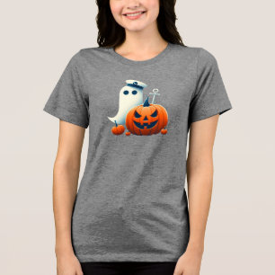T-shirt En Tri-matière Mignon, fantômes/citrouilles d'Halloween sur le th