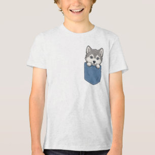 T-shirt En Tri-matière Mignon Kawaii Chien en Pochette Chiot