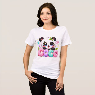 T-shirt En Tri-matière Mignon Kawaii Coco Panda Nom Pastel Rose Étincelan