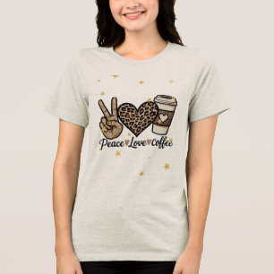 T-shirt En Tri-matière Mignon Paix Amour Café SVG - Paillettes et Léopard