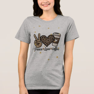 T-shirt En Tri-matière Mignon Paix Amour Café SVG - Paillettes et Léopard
