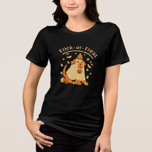 T-shirt En Tri-matière Mignonne chien fantôme Retro Saison Éffrayante Drô