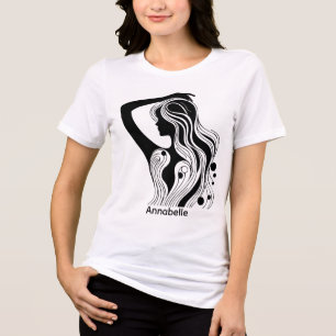 T-shirt En Tri-matière Mignonne Design Simple Femme Noir Blanc Maman Wife