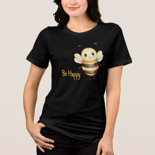 T-shirt En Tri-matière Mignonne Jaune Noire Soyez Heureuse Abeille