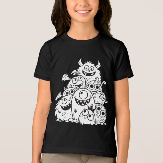 T-shirt En Tri-matière Mignons personnages de dessin animé monstre illust (Recto)