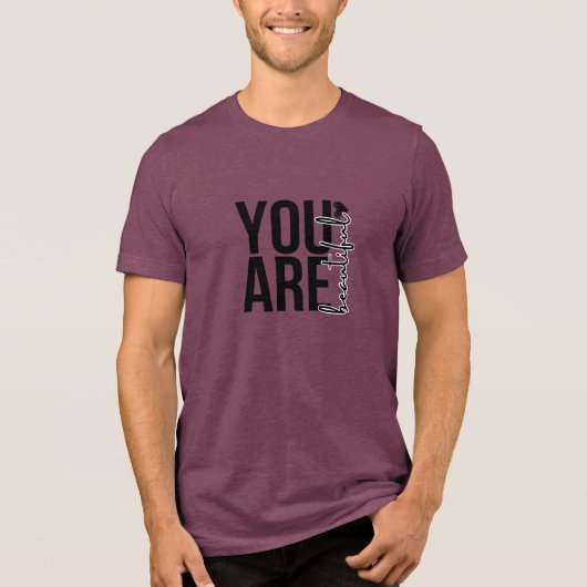T-shirt En Tri-matière Minimalist “Beautiful” Typography Design – Black a (Recto)