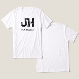 T-SHIRT EN TRI-MATIÈRE MINIMALISTE NOIR MONOGRAMME À DEUX LETTRES NOM BLA