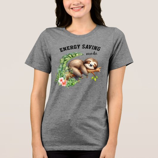 T-shirt En Tri-matière Mode Économie d'énergie Lazy Sloth Funny Mignonne  (Recto)