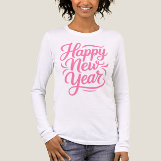 T-shirt En Tri-matière Modern Calligraphy Happy New Year in Pink