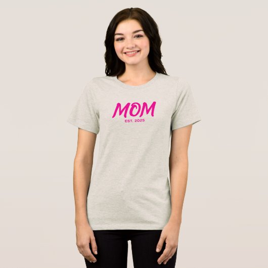 T-shirt En Tri-matière Modern Pink Script Established Mom (Recto plein)